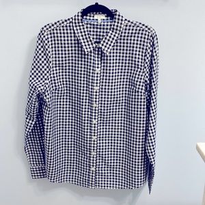 Crown & Ivy navy and white checkered button up shirt size XL